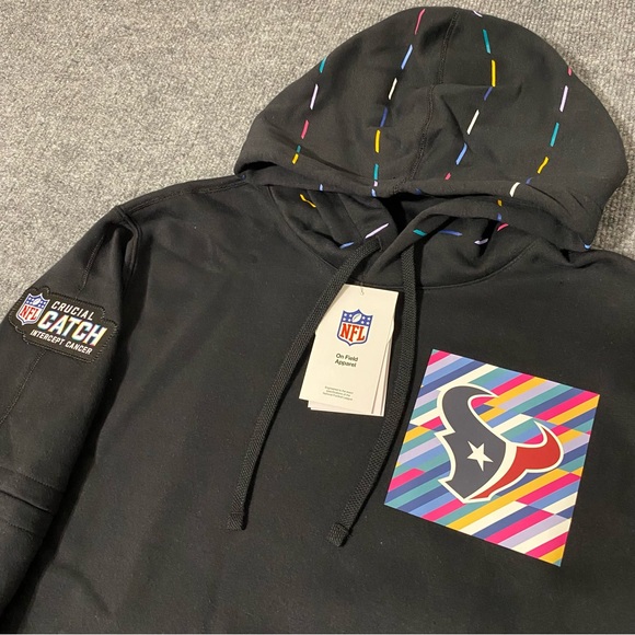 Nike On Field Houston Texans Crucial Catch Mens Medium Pullover Club Hoodie NWT - Picture 1 of 14